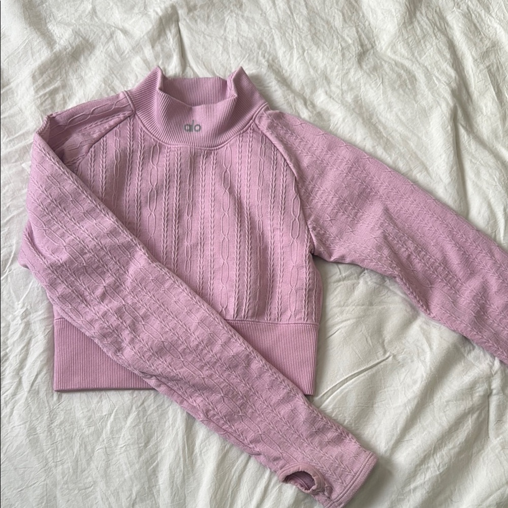 Alo Pink Seamless Cable Knit long sleeve